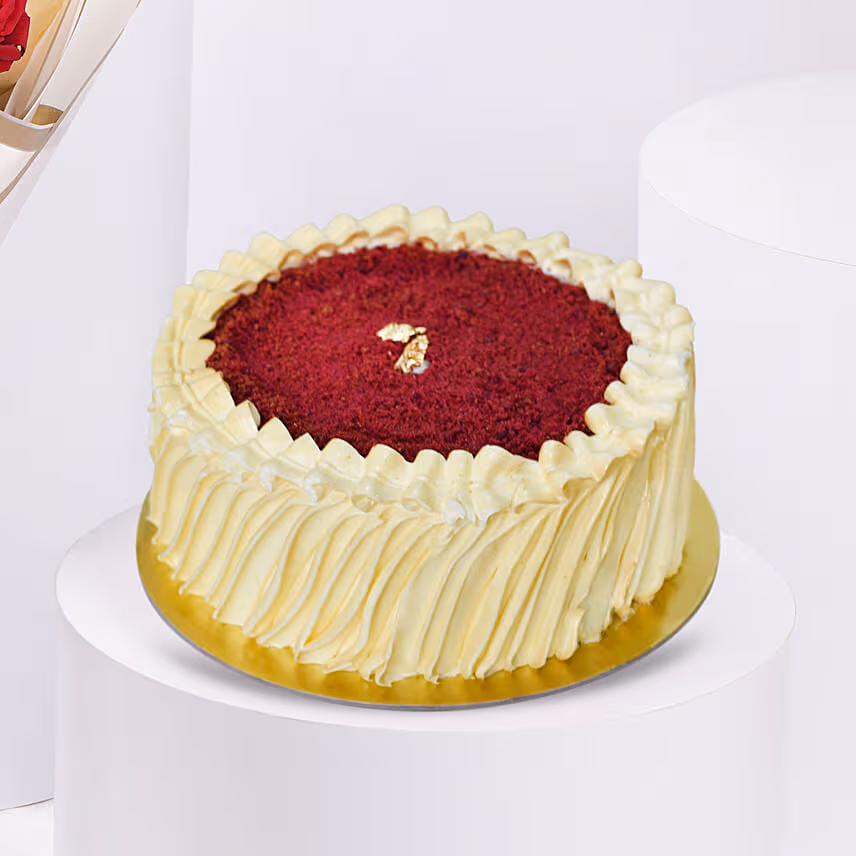 Valentine Roses and Red velvet Cake Combo