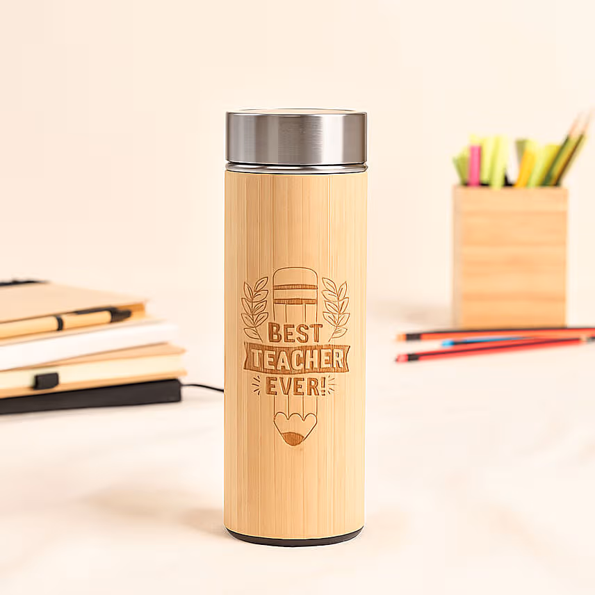 Best Teacher Ever Bamboo Water Bottle