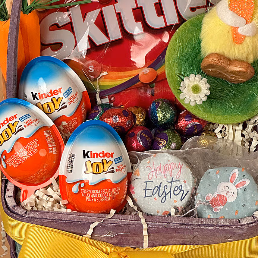 Cute Chocolate Gift Basket With Bunny For Easter