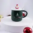 Festive Christmas Ceramic Mug with Santa Lid - Blue