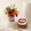 Happy New Year Flower n Red Velvet Cake