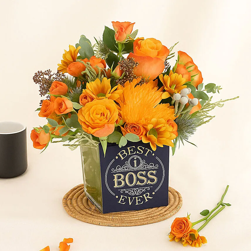 Best Boss Ever Flowers Vase