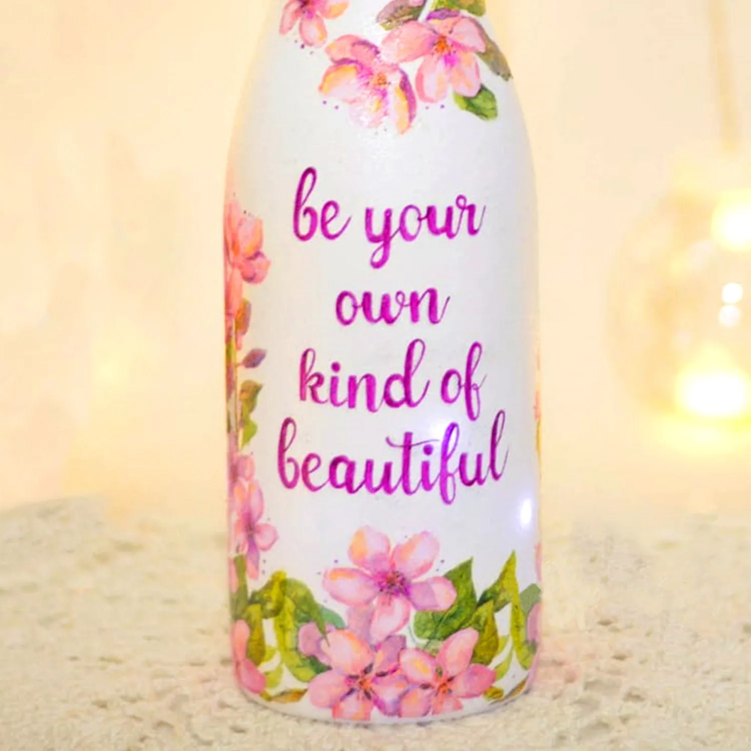 Hand Painted Glass Bottle With Led Light