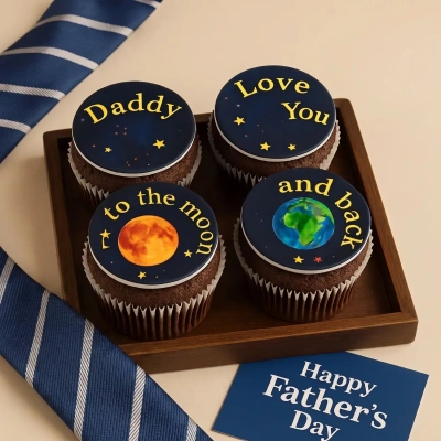 My Daddy Is Out of This World: Red Velvet Cupcakes - Set of 4