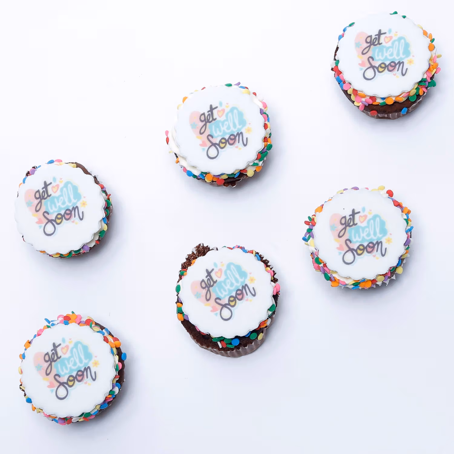 Delicious Vanilla Get Well Soon Cupcakes - Set of 6
