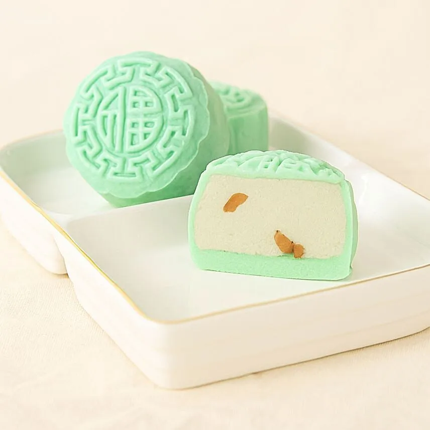 Pistachio Cream Cheese Snowskin Mooncakes Box of 4