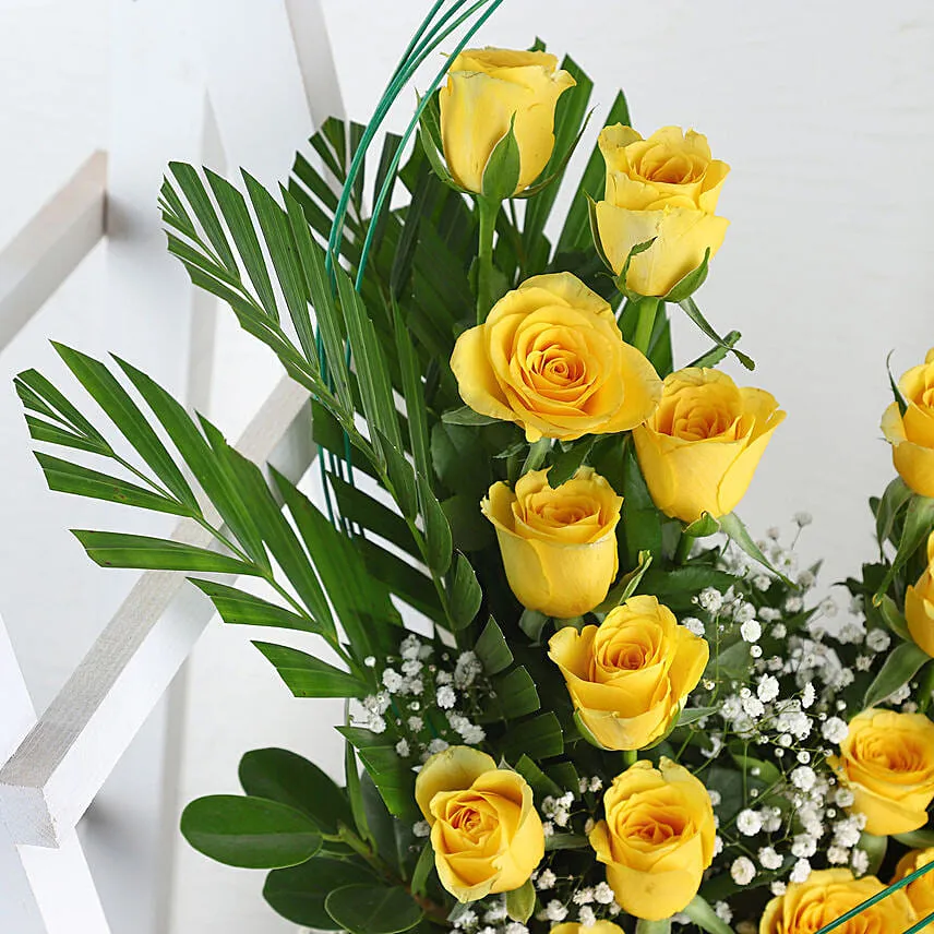 Yellow Roses Basket Arrangement