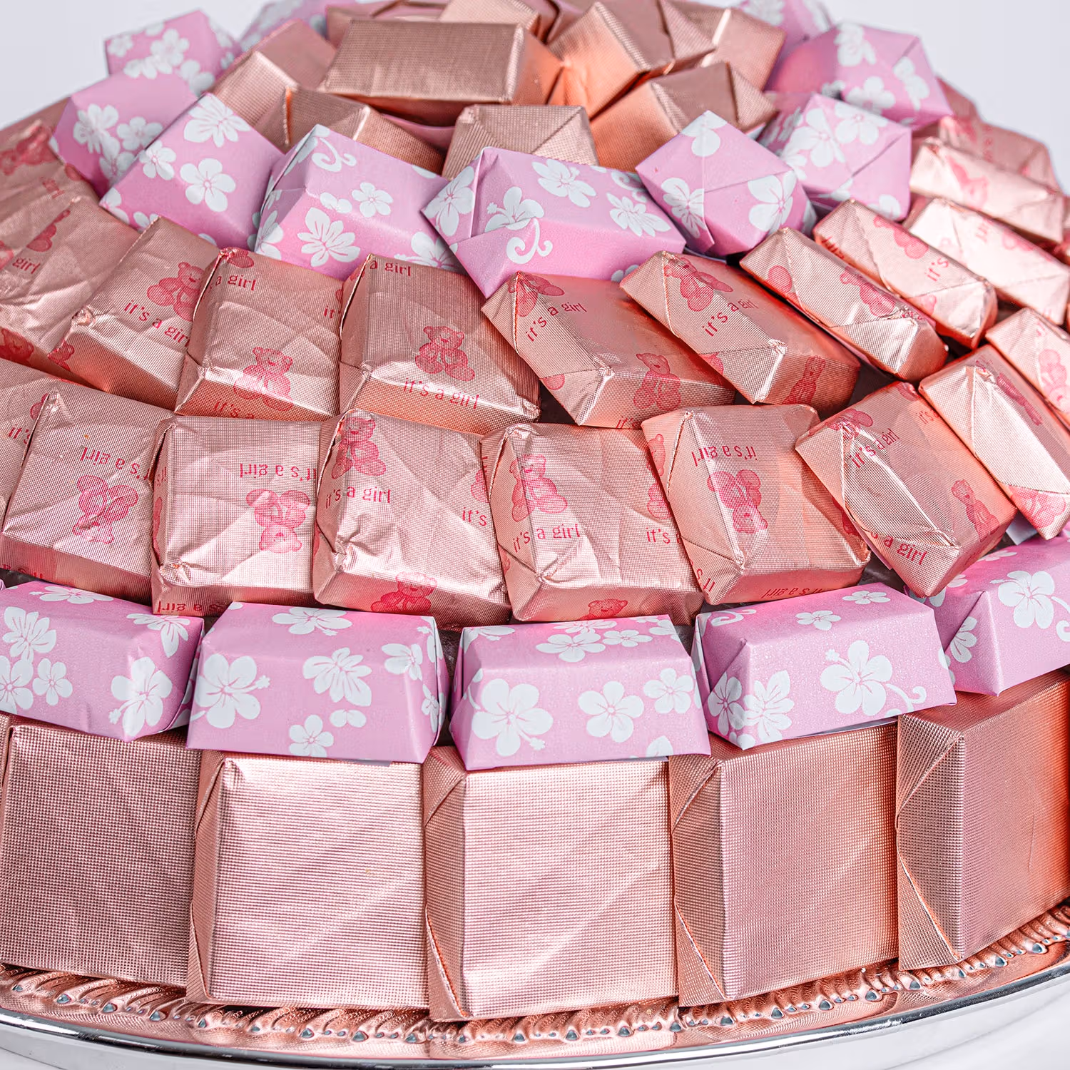 Deluxe 'It's a Girl' Belgian Chocolate Selection on Elegant Silver Tray