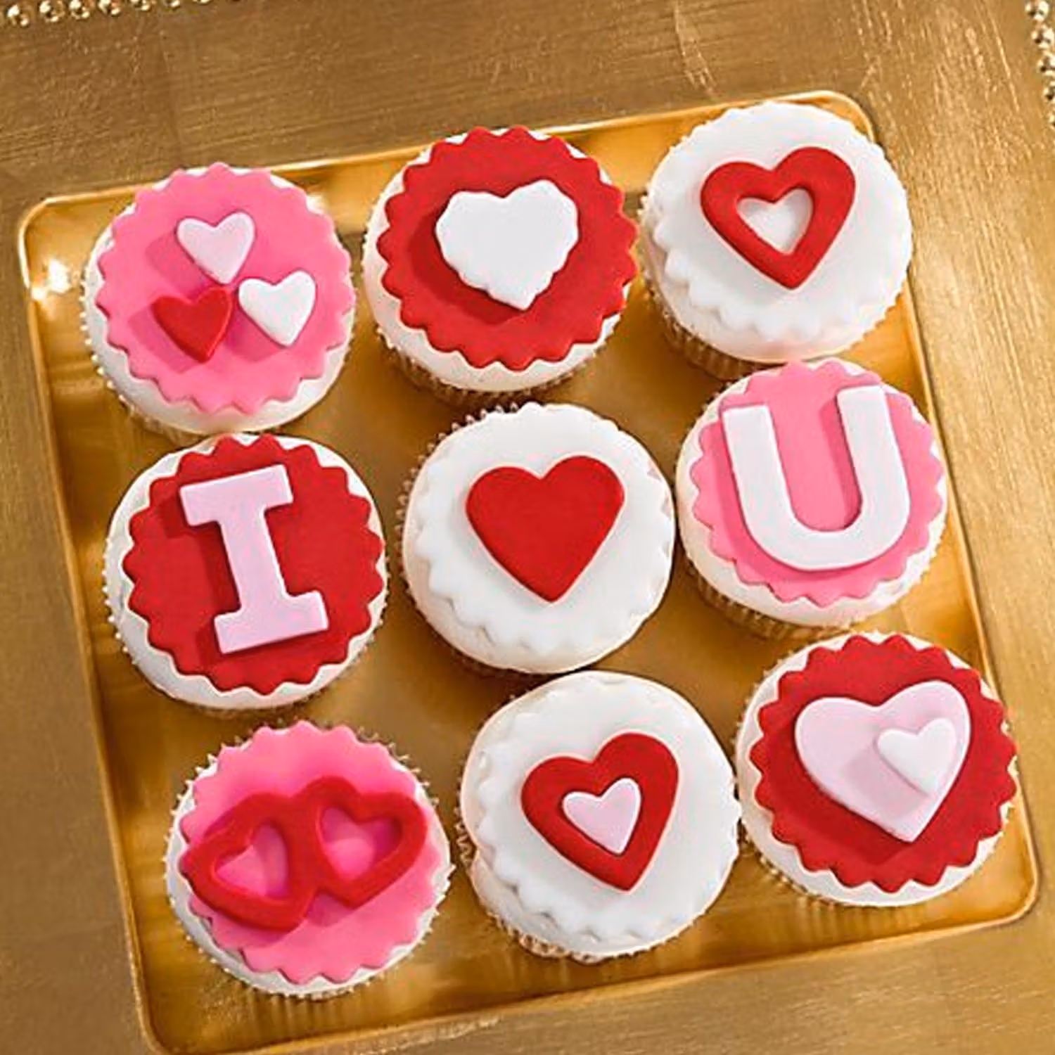 I Love U Designer Vanilla Cupcakes Set Of 9