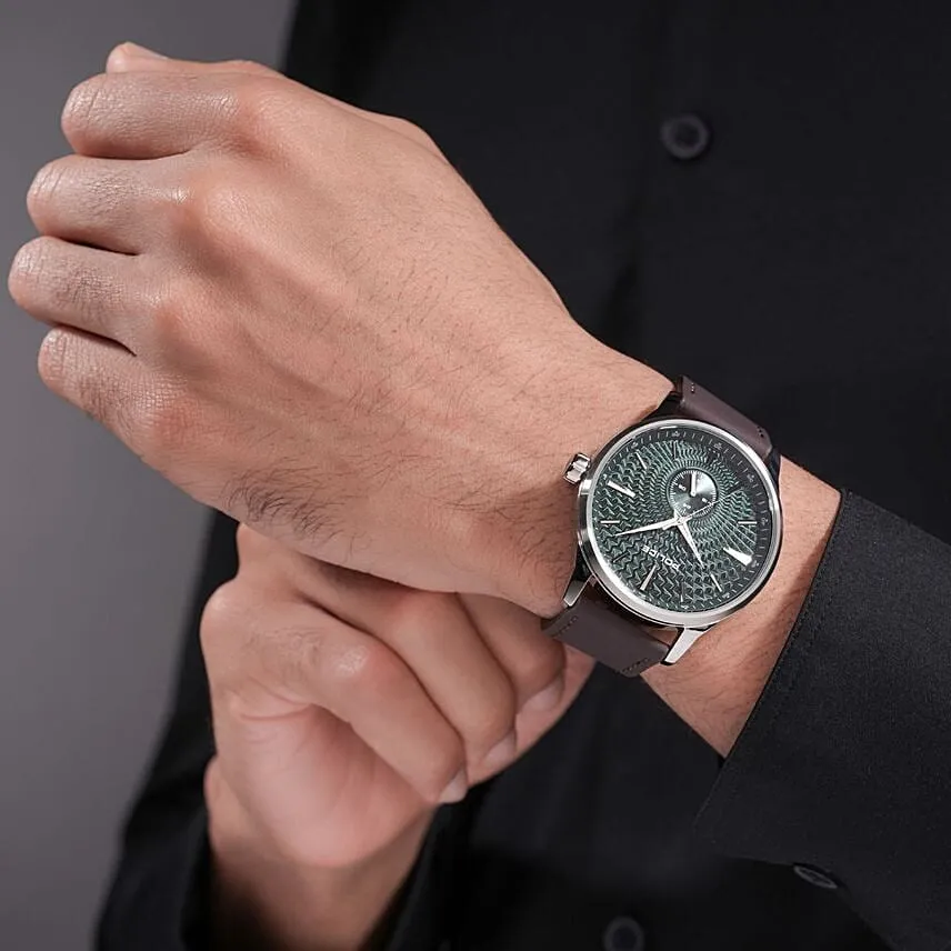 Police Green Dial Leather Watch for Him