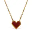 Elegant Crimson Heart Necklace in Gold-Tone Stainless Steel