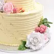 Elegant Three-Tier Wedding Cake with Floral Accents