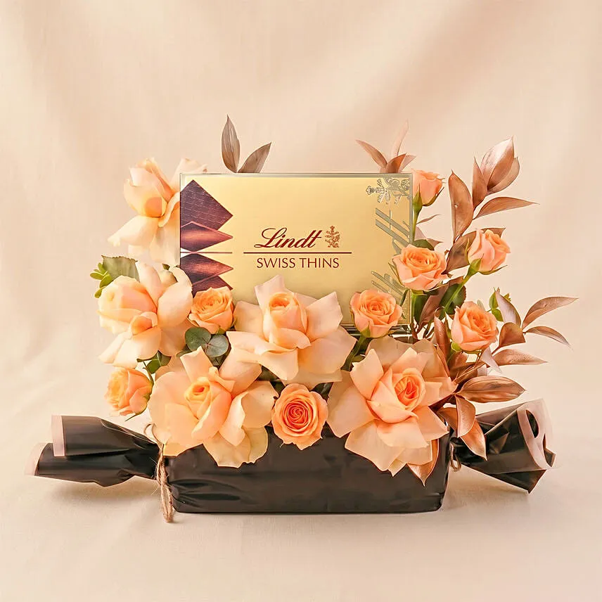 Lindt Chooclate Box and Roses Gift