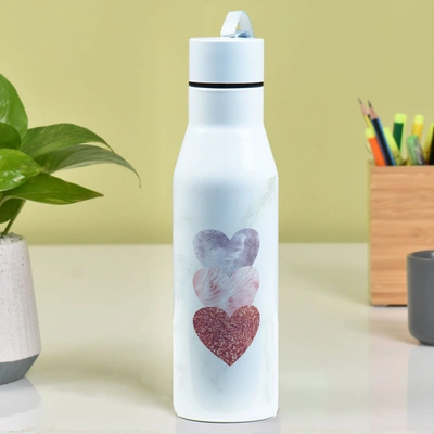 Elegant Heart-Printed Stainless Steel Water Bottle