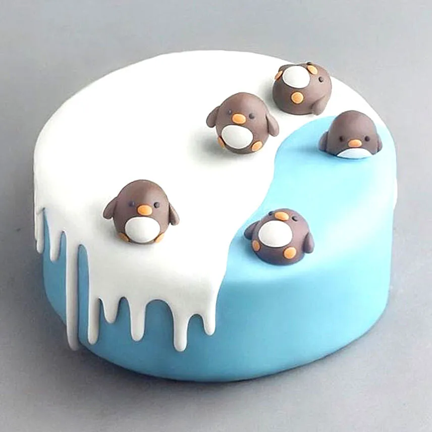 Cute Penguins Designer Cake