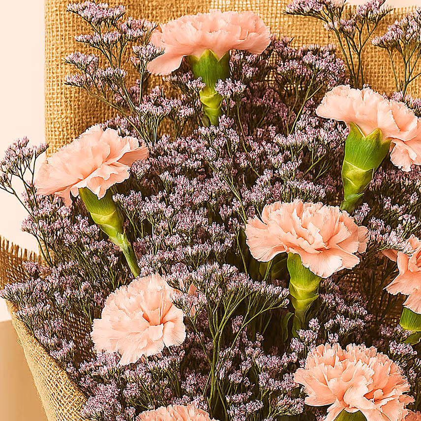 Lovely Pink Carnations Bouquet for mom
