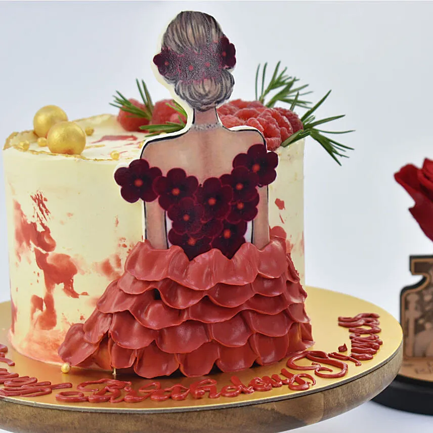 Happy Birthday Princess Chocolate Cake and Personalised Forever Rose