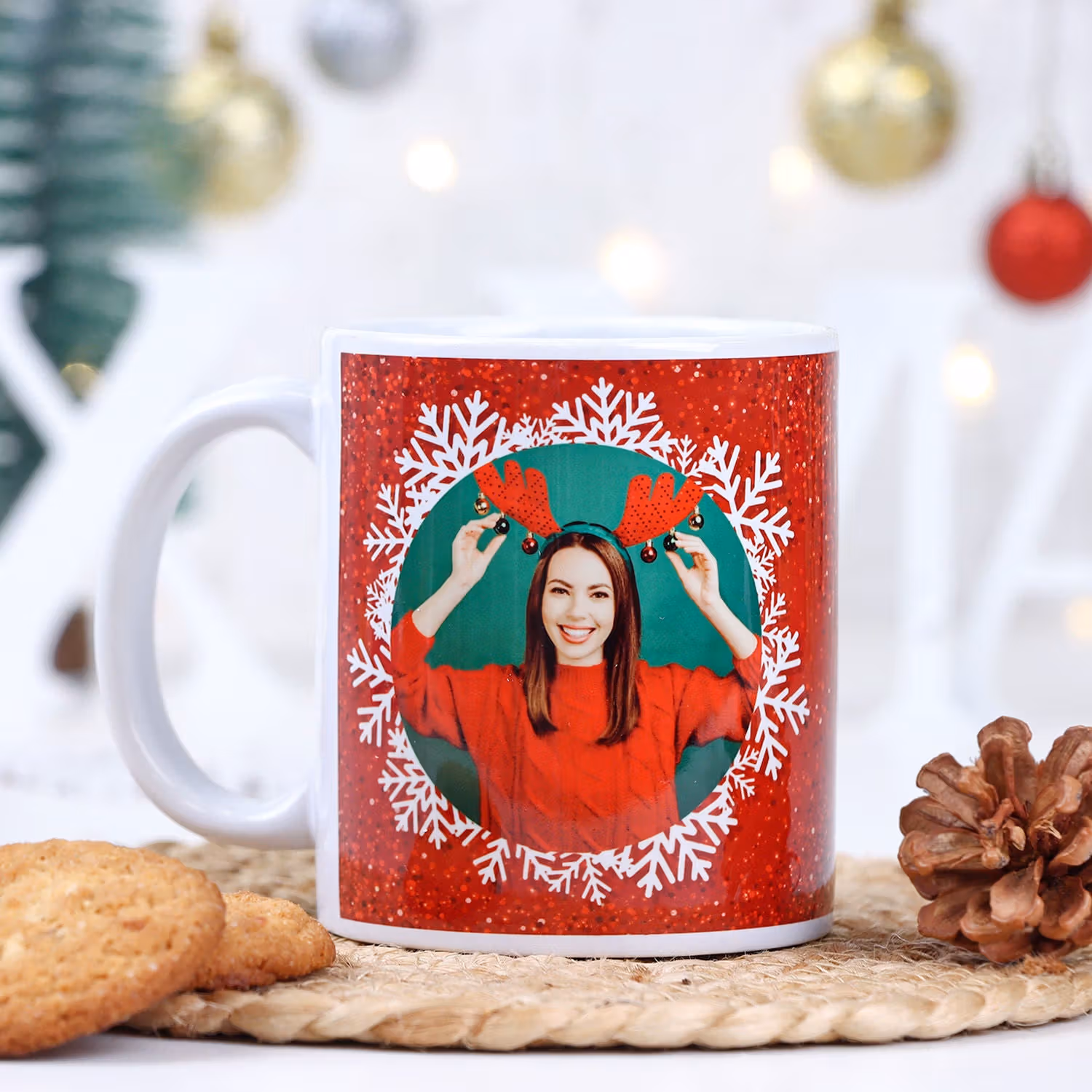 Personalized Christmas Bliss Ceramic Mug - Festive Design
