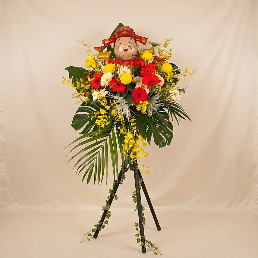 God of Fortune Prosperity Flower Stand