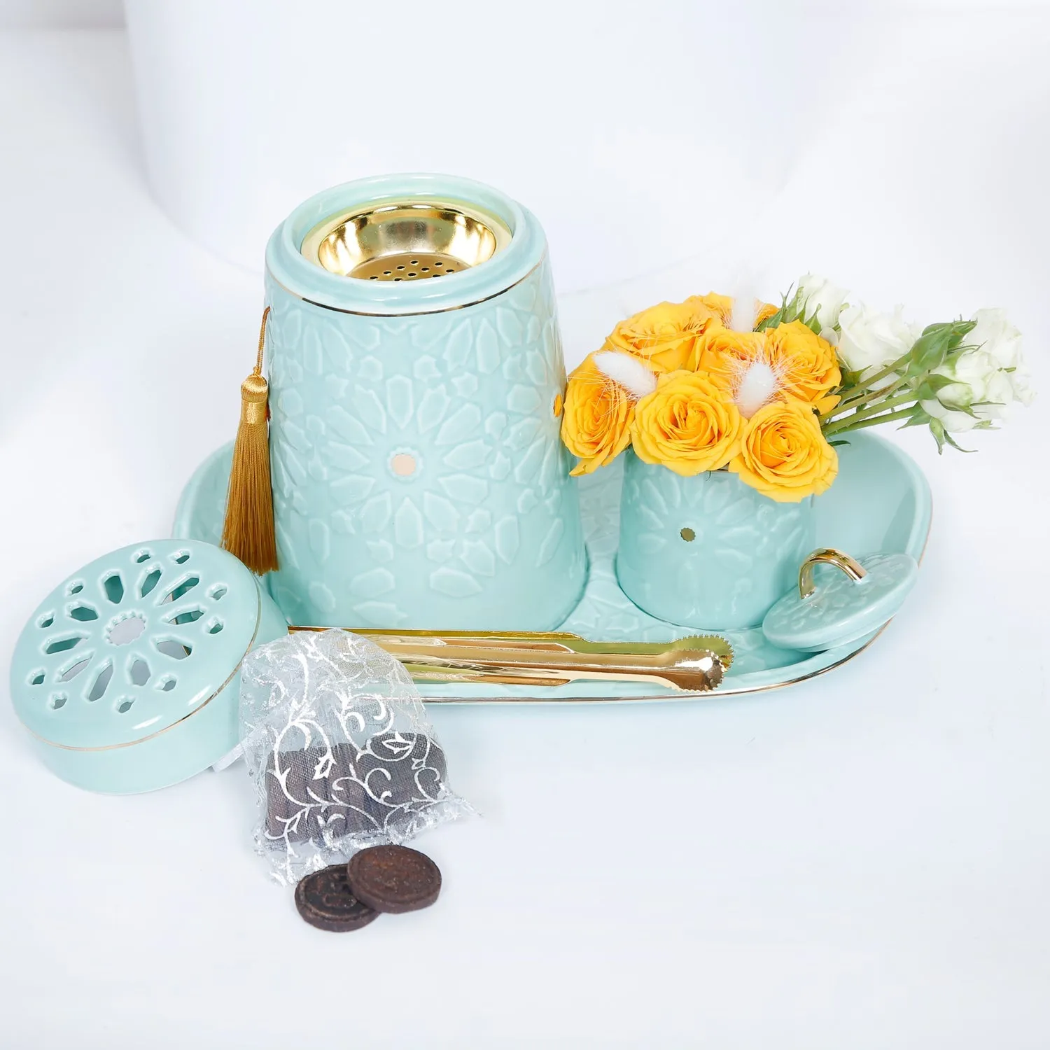 Tranquil Noir Porcelain Incense Burner Gift Set