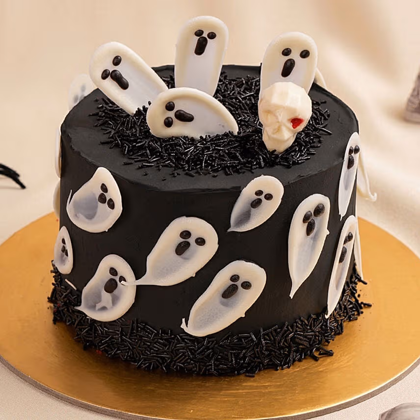 Flying Ghosts Halloween Chocolate Cake