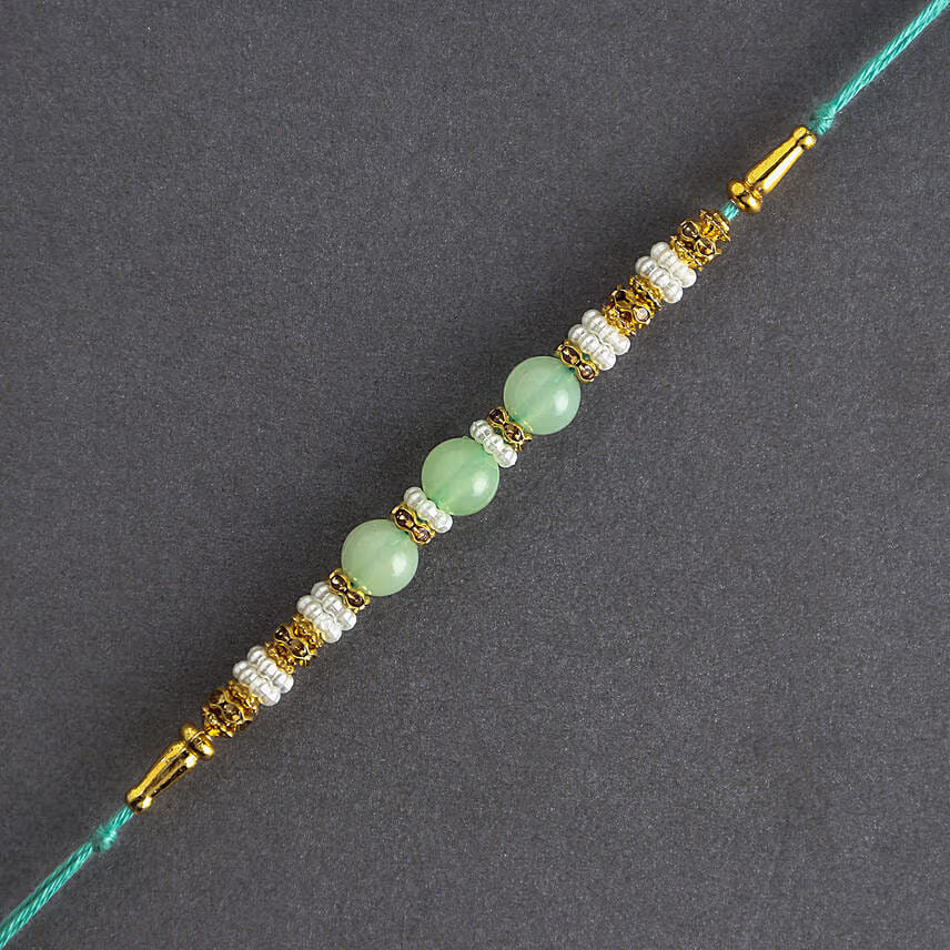 Graceful Single Pearl Ethnic Rakhi Green