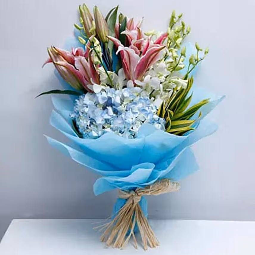 Delicate Flowers and Lindt Chocolate Combo