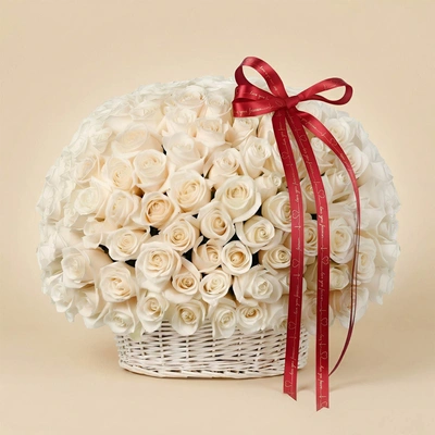 Basket of 199 White Roses