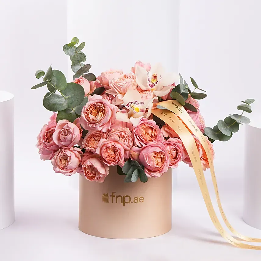 Elegant Peach Rose Bloom Box