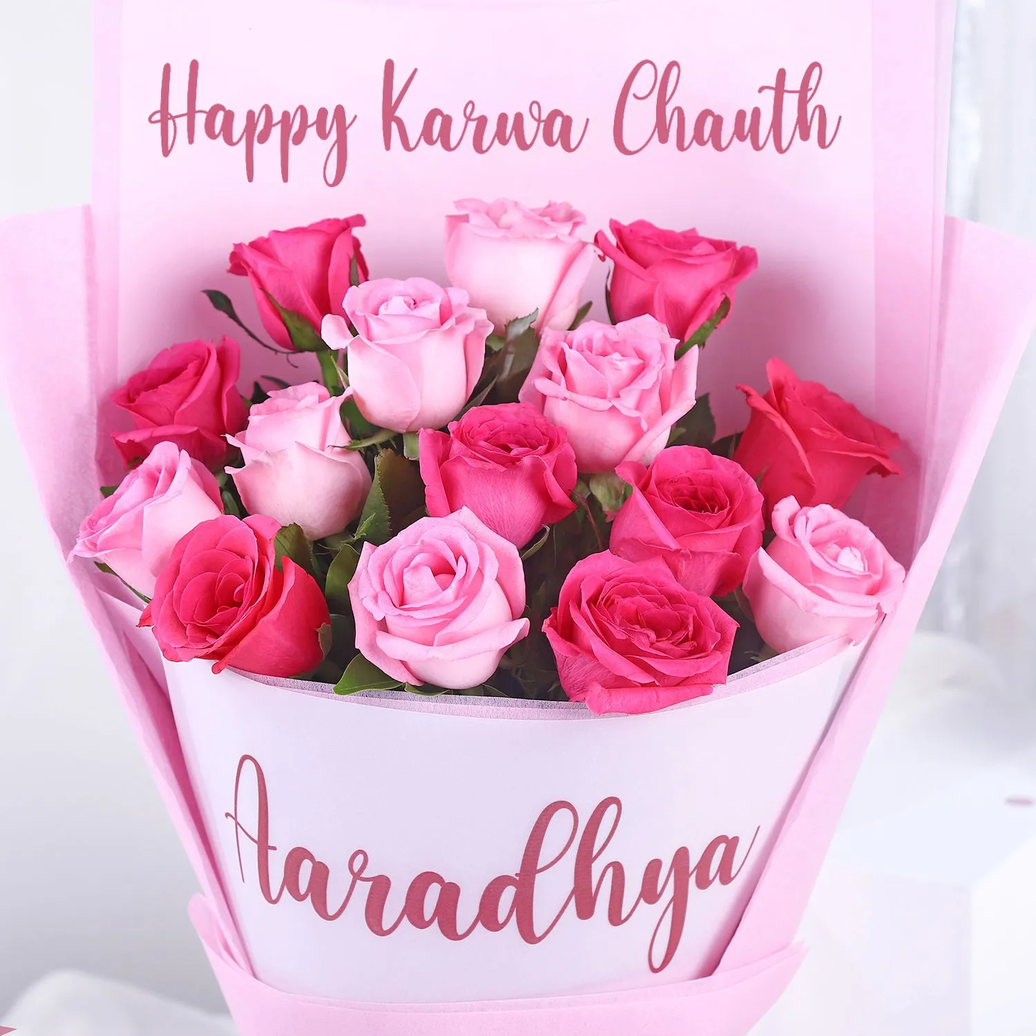 Exquisite Personalised Pink Rose Bouquet - Celebrate with Elegance
