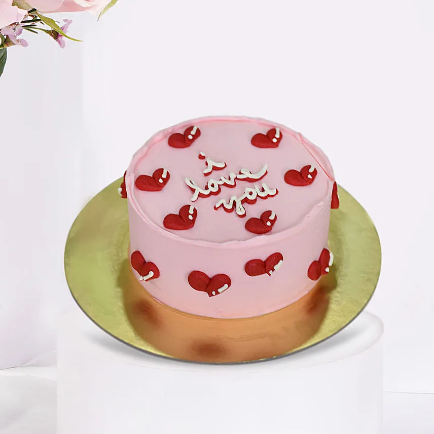 Valentines Pink Spray Roses and Cake Combo