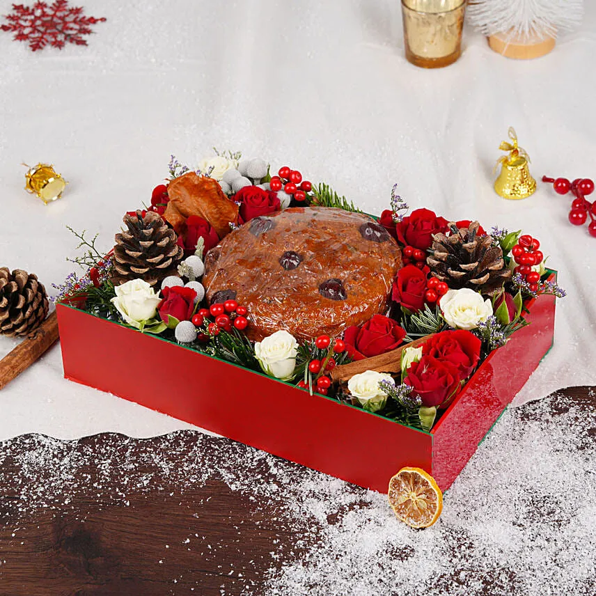 Plum Cake And Flowers Tray
