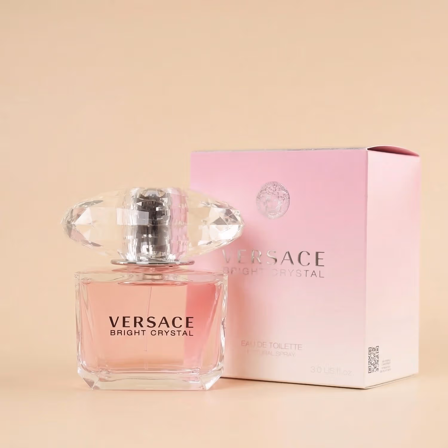 Rosy Love with Versace: Elegant Pink Rose Bouquet & Versace Bright Crystal Perfume