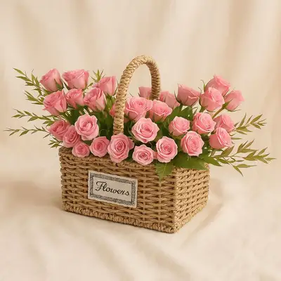 Delicate Spray Rose Basket - Flowers