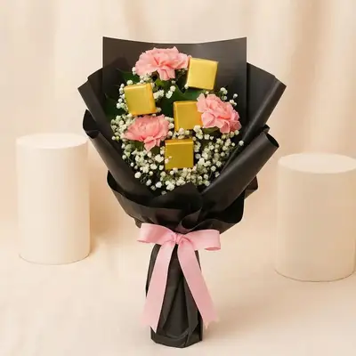 Pink Carnation Bouquet Surprise - Small Size