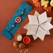 Exclusive Captain America Rakhi for Kids with Premium 250g Haldiram's Kaju Katli