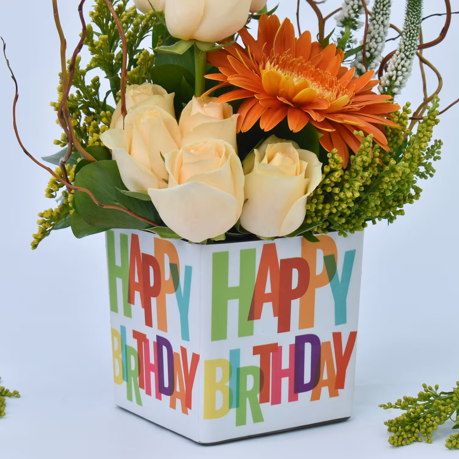 Vibrant Gerbera and Roses Birthday Floral Arrangement