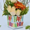 Vibrant Gerbera and Roses Birthday Floral Arrangement