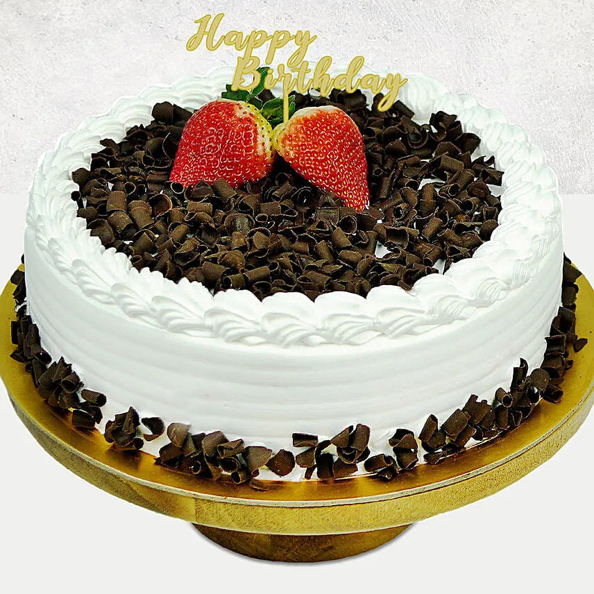 Black Forest Happy Birthday Cake With Candles