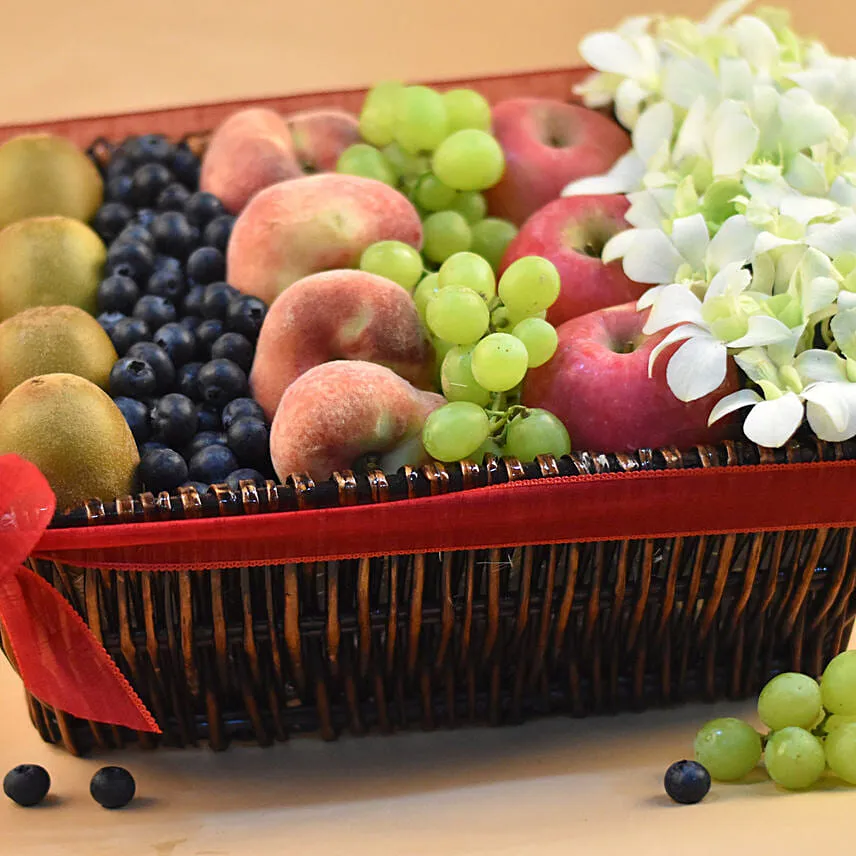 Dendrobium & Mixed Fruits Rectangular Basket