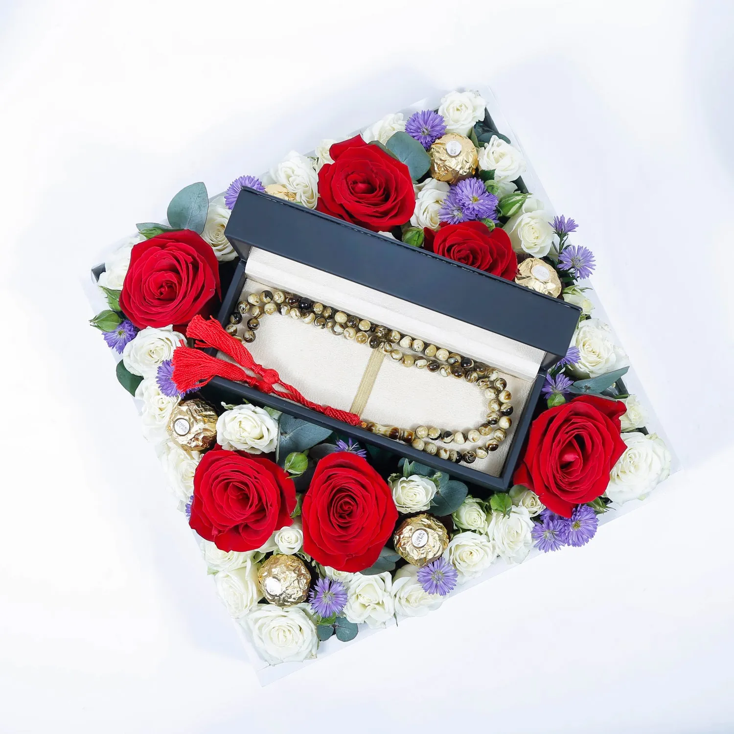 Luxury Musbah - White & Black - Medium Edition - Elegance Floral Box