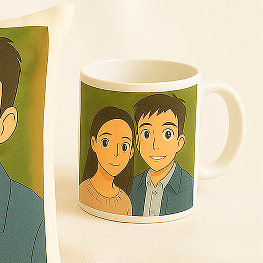 Personalised Ghibli Style 520 Day Mug and Cushion