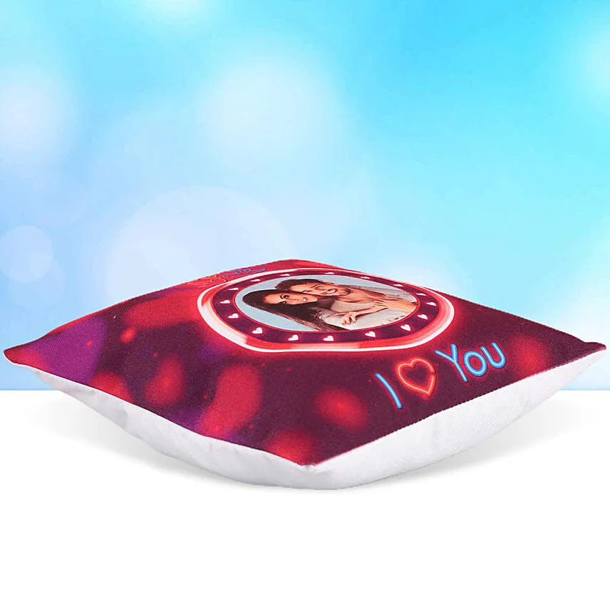 Personalised Led Cushion With Teddy Bear