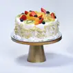 Elegant Flower Trio with Delightful Fresh Fruit Cake
