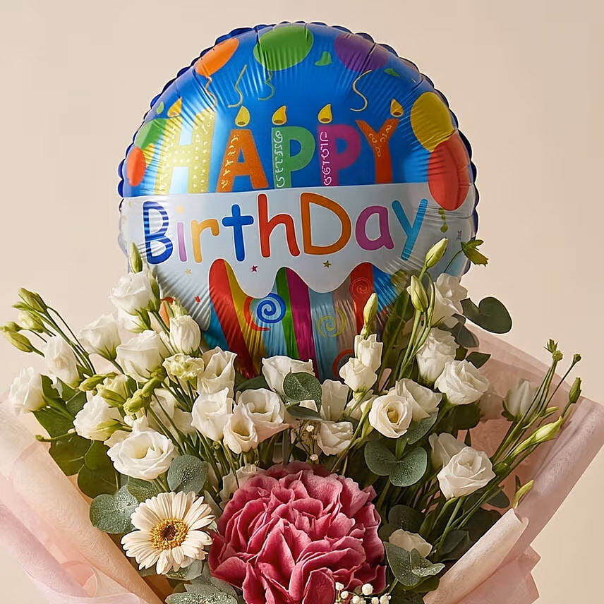Birthday Wishes Flower & Balloon Bouquet