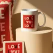 Charming Love Gift Combo: Cushion, Mug & Coaster Set