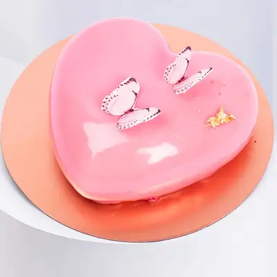 Elegant Choco Heart Love Cake 500g with Delicate Butterfly Design