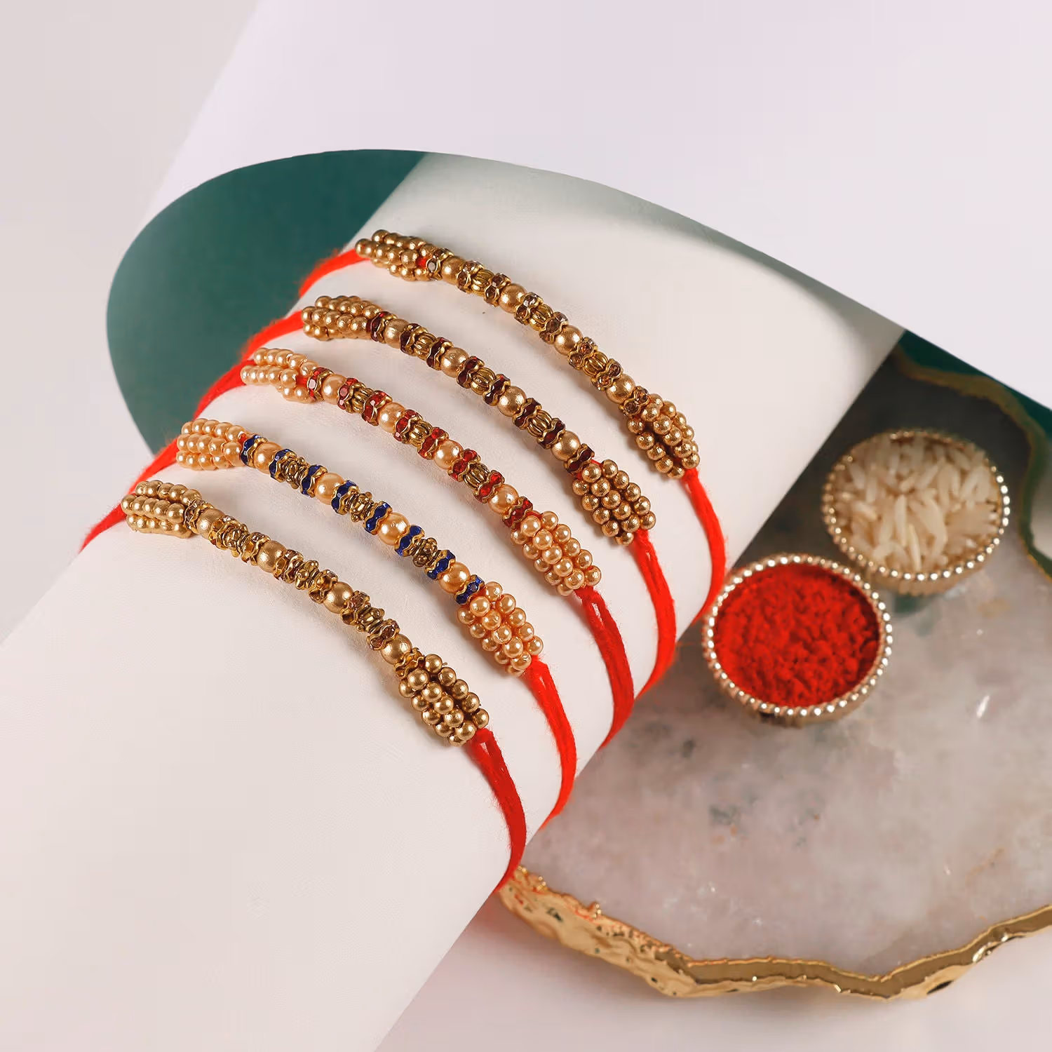 Sneh Colourful Pearl Rakhi Set Of 5