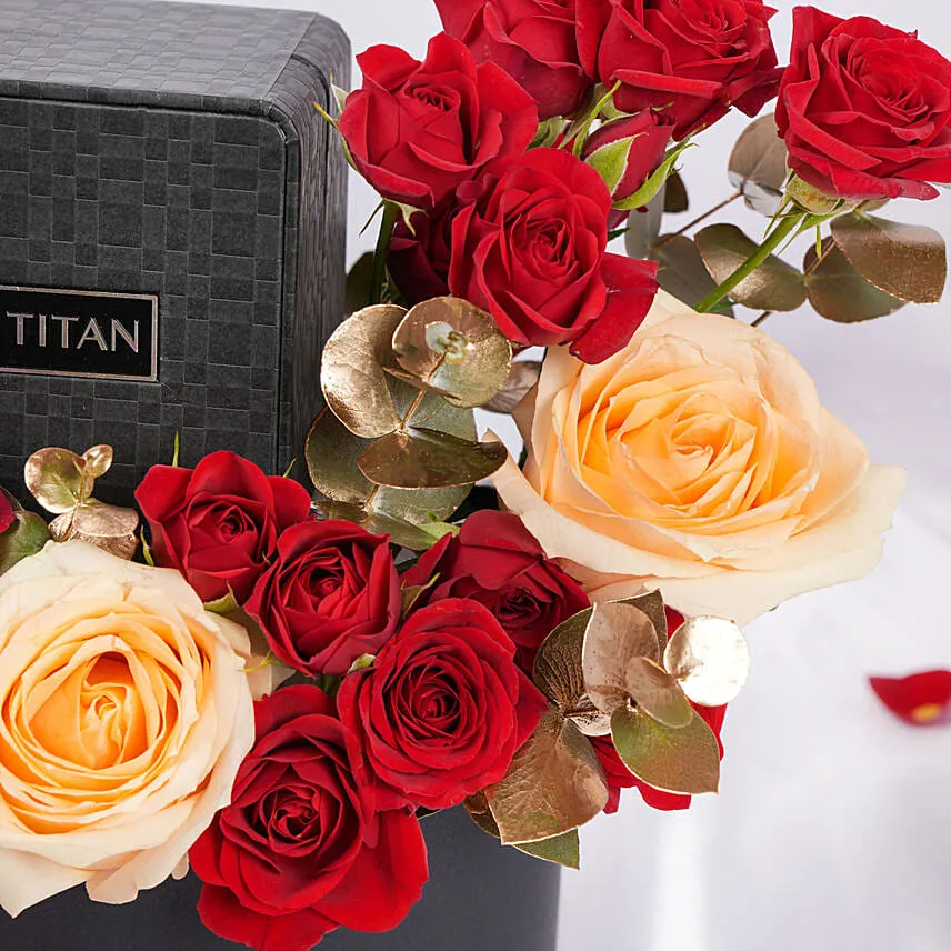 Watch and Valentines Roses Box For him