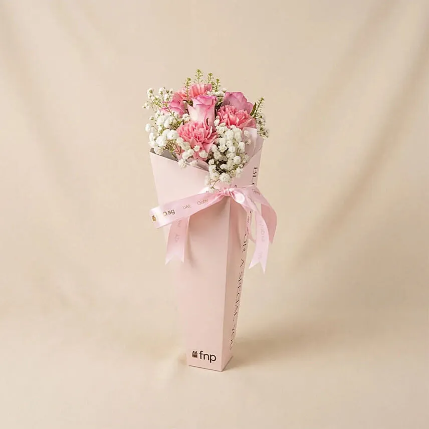 Gentle Love carnations and Roses Posy for Her